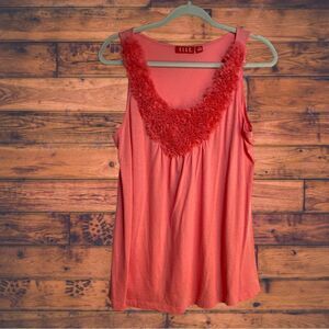 5 for $25🔥Elle Coral Pink Ruffled Front‎ Tank Top Blouse Medium